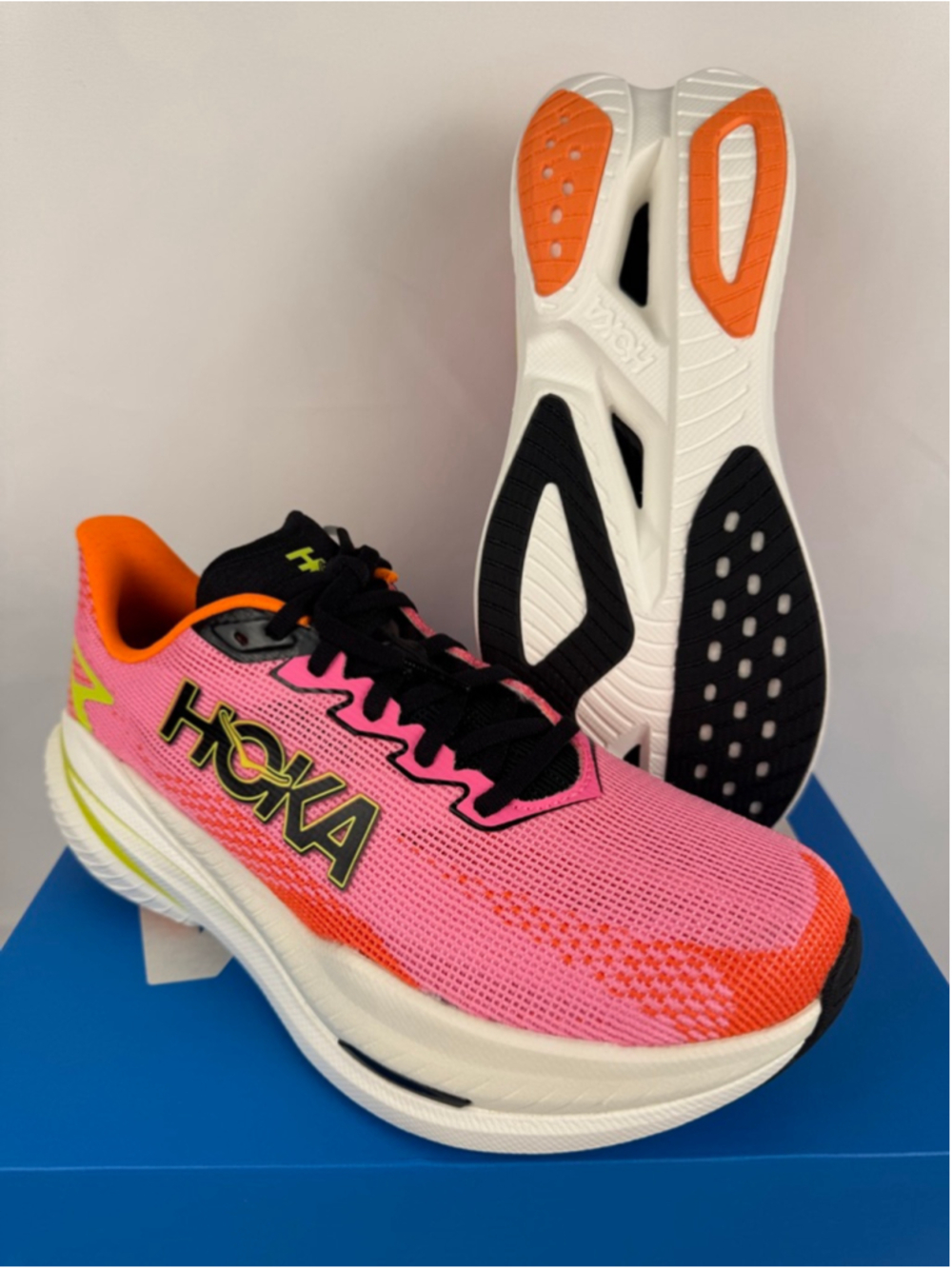 Women's Hoka Mach X 3 Athletic Shoes Pink Orange Size 8.5